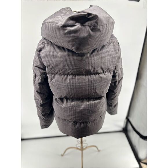 Theory Women's Jacket Grey Multi Glen Plaid Shawl Puffer Coat Size P - Picture 10 of 10